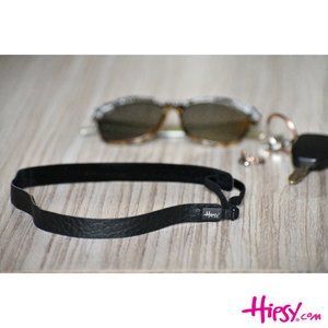 Hipsy Black Adjustable & No Slip Skinny Faux Leather Hair Headband